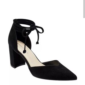 Black Suede Ankle Strap Heels Cerana